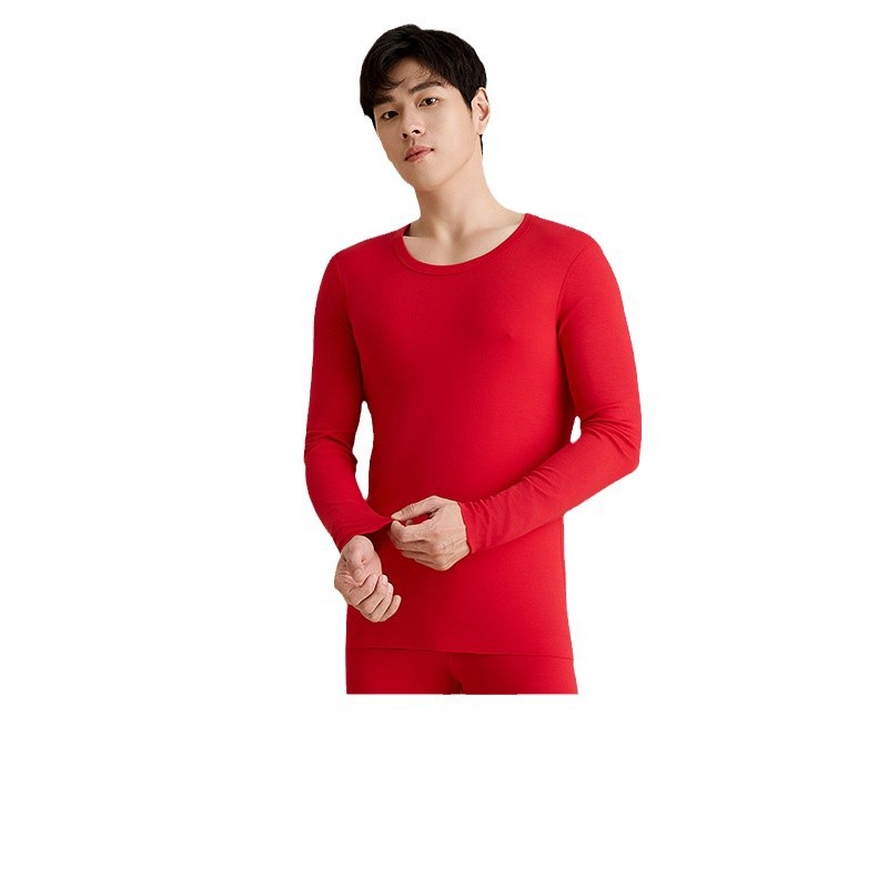 Wedding Year Thermal Underwear Men's Red Modal 7A Antibacterial Autumn Clothes and Pants Thermal Underwear suit Men