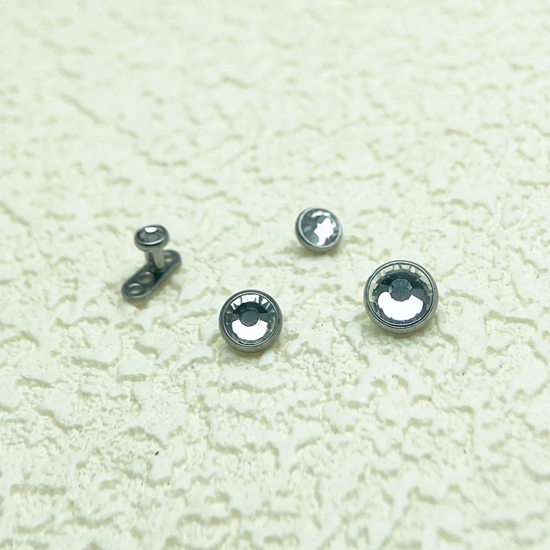 Stainless Steel Buried Nail Head Flats Bottom Diamond Jewelry 1.2mm Threaded Skin Planting Piercing Jewelry Accessories 3-6mm Spot Wholesale
