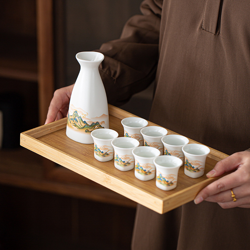 Новый ретро набор керамических винных принадлежностей Qianli Jiangshan, маленький бокал для вина, домашний диспенсер для китайского алкоголя