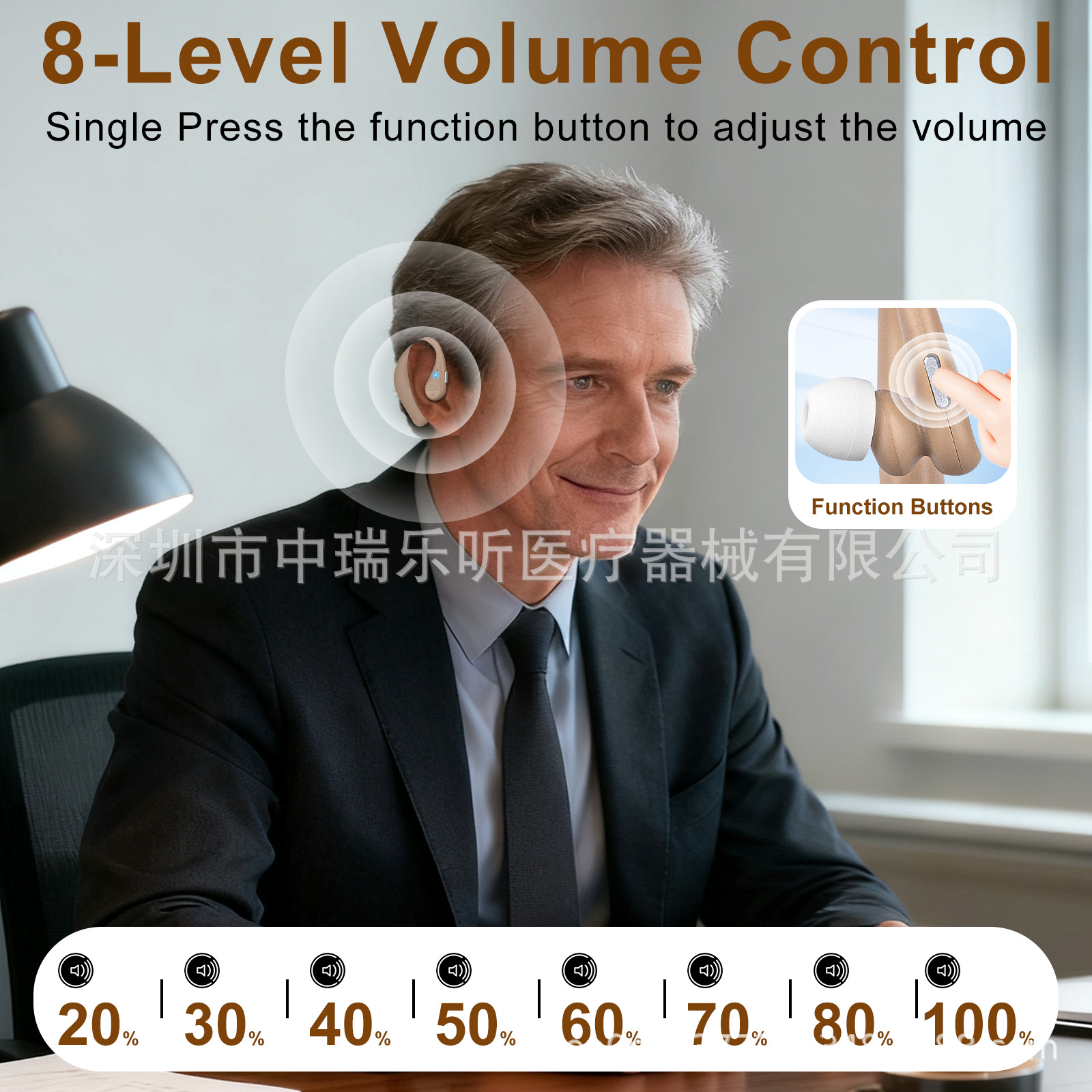 Hearing Aid Zr-H718A Digital Chip Bluetooth Ai Noise Reduction Multi-Scenario Mode Earhook Hearing Aid Plaid to Wear