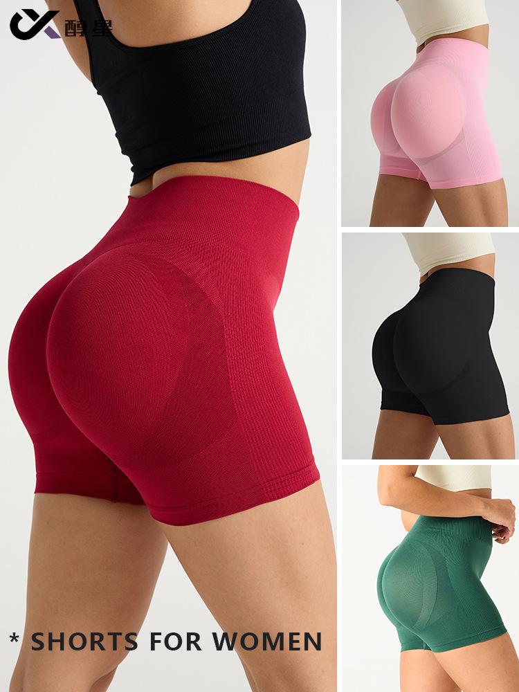 Cross-border Europe and the United States Tight Yoga Pants Belly Tight High Waist Sexy Hip Outer Wear Running Shorts Sports Fitness Three-point Pants