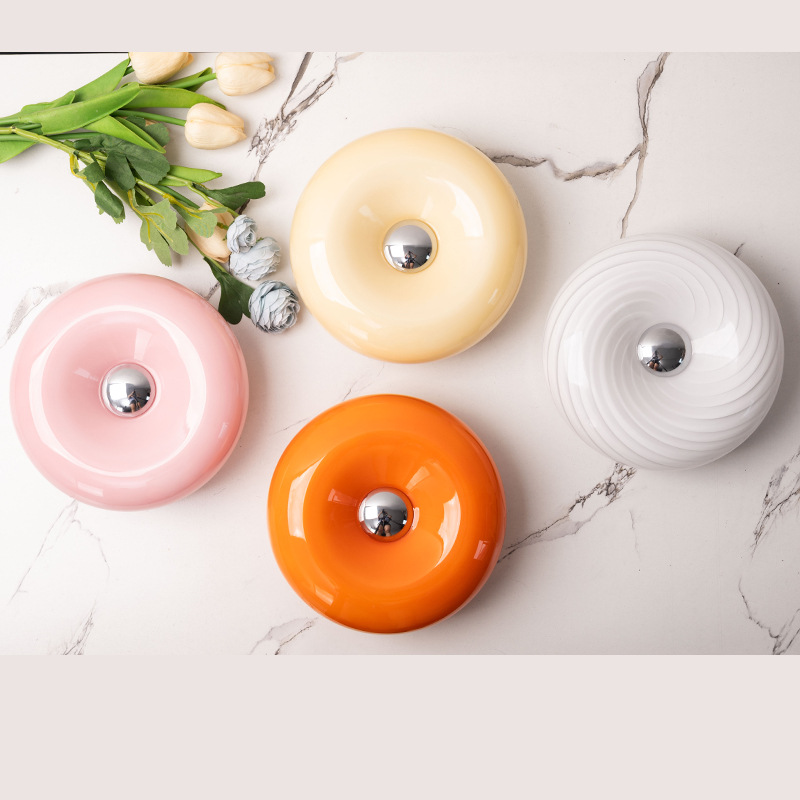 Bedside High-End Internet Celebrity Donut Charging Night Light Creative Decorative Table Lamp Atmosphere Lamp Glass Table Lamp