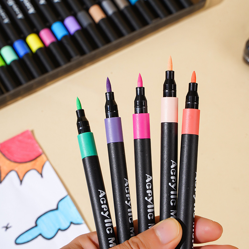 Little Black Box Soft-Head Acrylic Marker Pen for Primary School Students Art Opaque Color Stackable Kidsren's Watercolor Pen DIY Painting