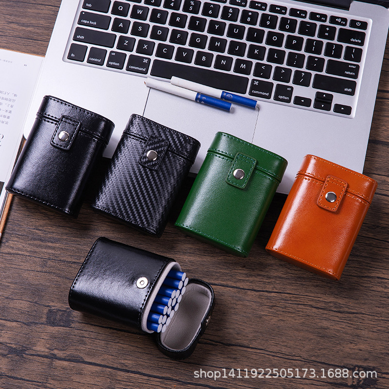 Wholesale Leather-Textured Cigarette Case for Men, Premium Lightweight 20-Cigarette Metal Leather Cigarette Case, Cigarette Holder, Direct from Manufacturer