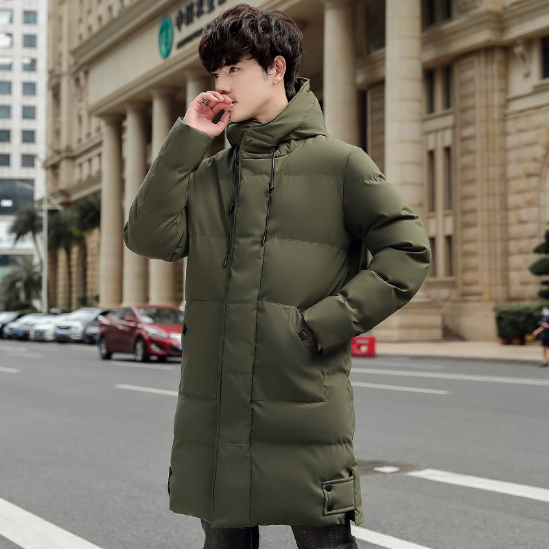 Mid-Length Cotton Coat Winter Men's Cotton Jacket Cross-Border Large Size Thickened Warm Trendy Casual Versatile Hooded Cotton Coat