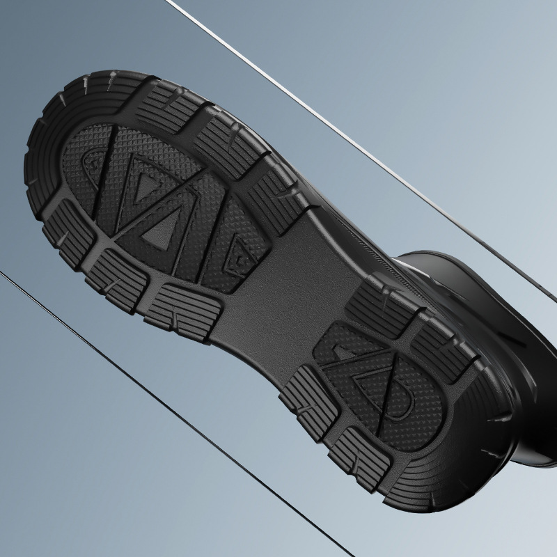 New fashion cross-border men's tube thickened non-slip waterproof rain shoes solid color water shoes warm water shoes factory direct sales