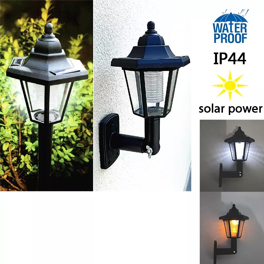 Outdoor Solar Garden Light Hexagon Retro Palace Garden Lawn Landscape Lighting Floor Plug Wall Light
