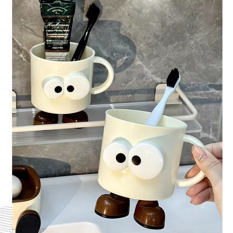 Cute Student Toothbrush Cup with Big Eyes, High Aesthetic Value, Gum Protection, Brushing Teeth, Children's Household Washing Cup, Couple's Toothbrush Holder