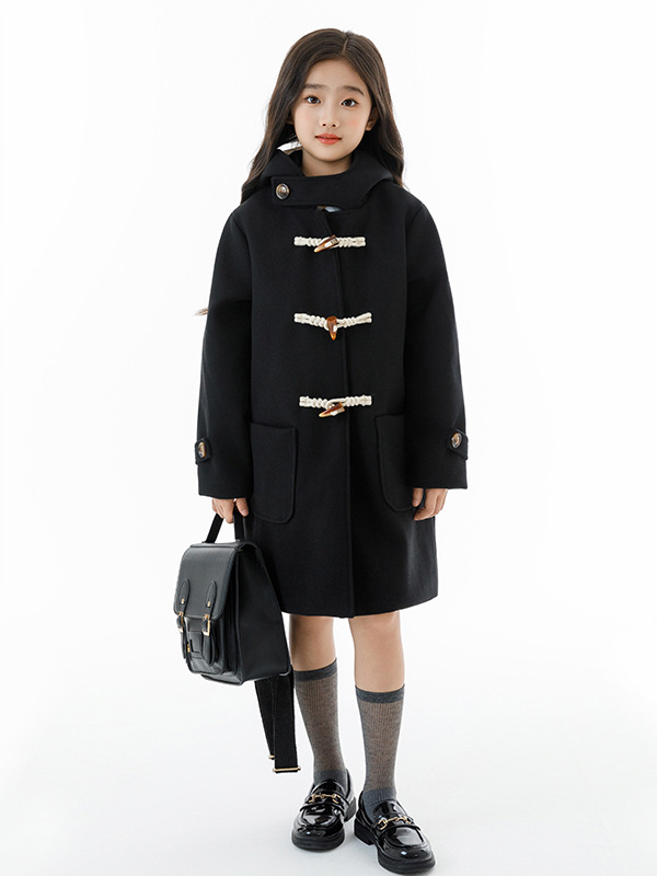 Parent-Child Clothing, Boys' and Girls' Woolen Cardigan Jacket, Thickened and Padded, 2025 Autumn and Winter Korean Style Toggle Button Wool Coat