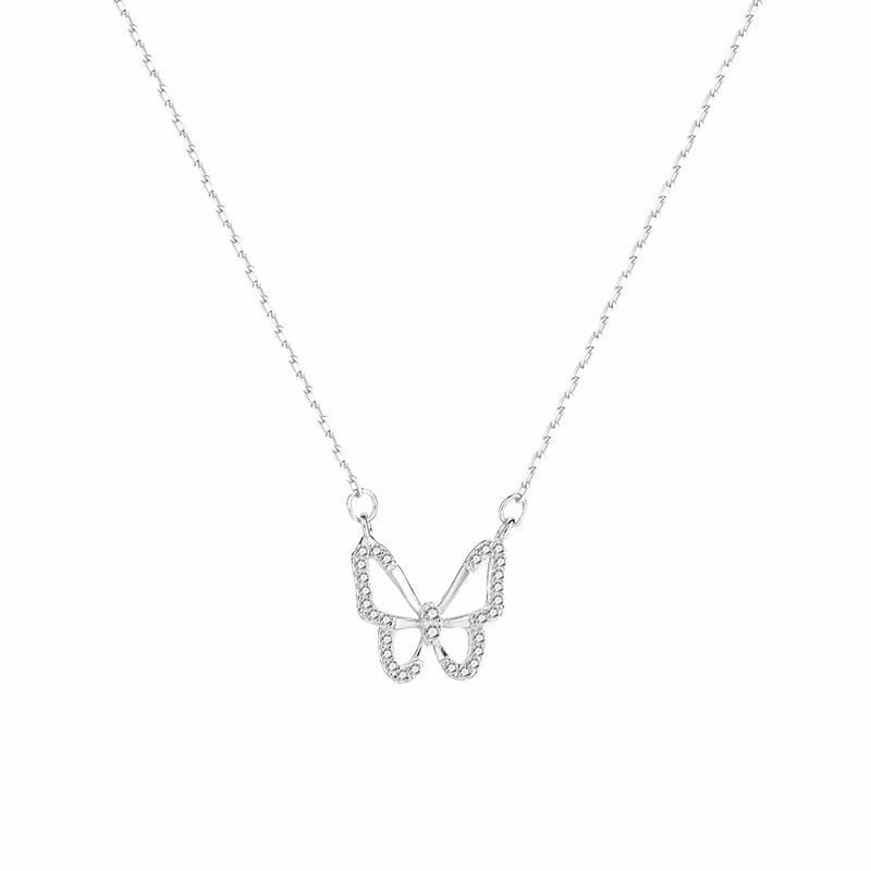 Hollow Sparkling Diamond Butterfly Necklace, Chinese Valentine's Day Gift for Girlfriend and Best Friend, Practical and Thoughtful Birthday Gift