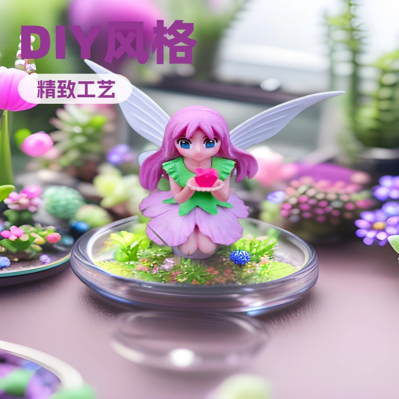 New Cute Flower Fairy Micro Landscape Gardening Ornaments DIY Flower Fairy Pvc Cake Decoration Car Ornaments