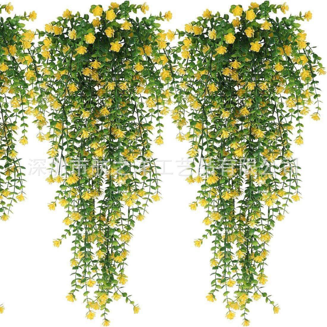 Cross-Border Hot-Selling Wholesale of Artificial Wall-Mounted Eucalyptus Camellia Fake Flower Vines for Indoor and Outdoor Landscaping Decoration Direct Sales