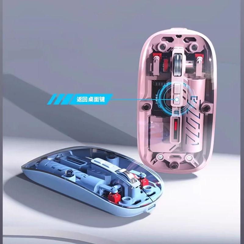 Amazon 2025 Transparent Wireless Mouse 2.4g Bluetooth Magnetic One-Key Return Three Dpi Levels Rechargeable Dual Mode