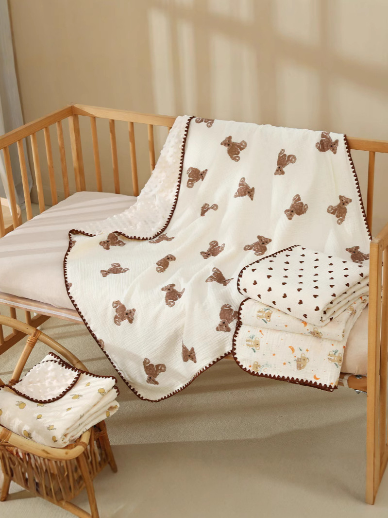 Beanie Blanket, Class a Pure Cotton Gauze, Soft Baby Newborn Children's Quilt, Spring and Summer Baby Swaddle, Kindergarten Blanket