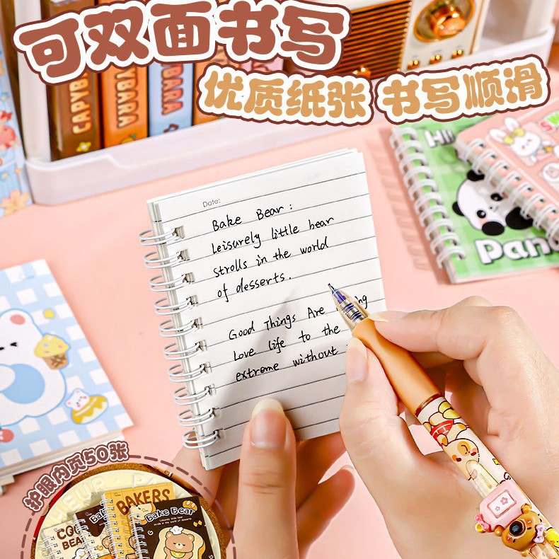 Cute Cartoon A7 Spiral Notebook Student Small Notebook Pocket Notebook High-Value Portable Mini Notepad