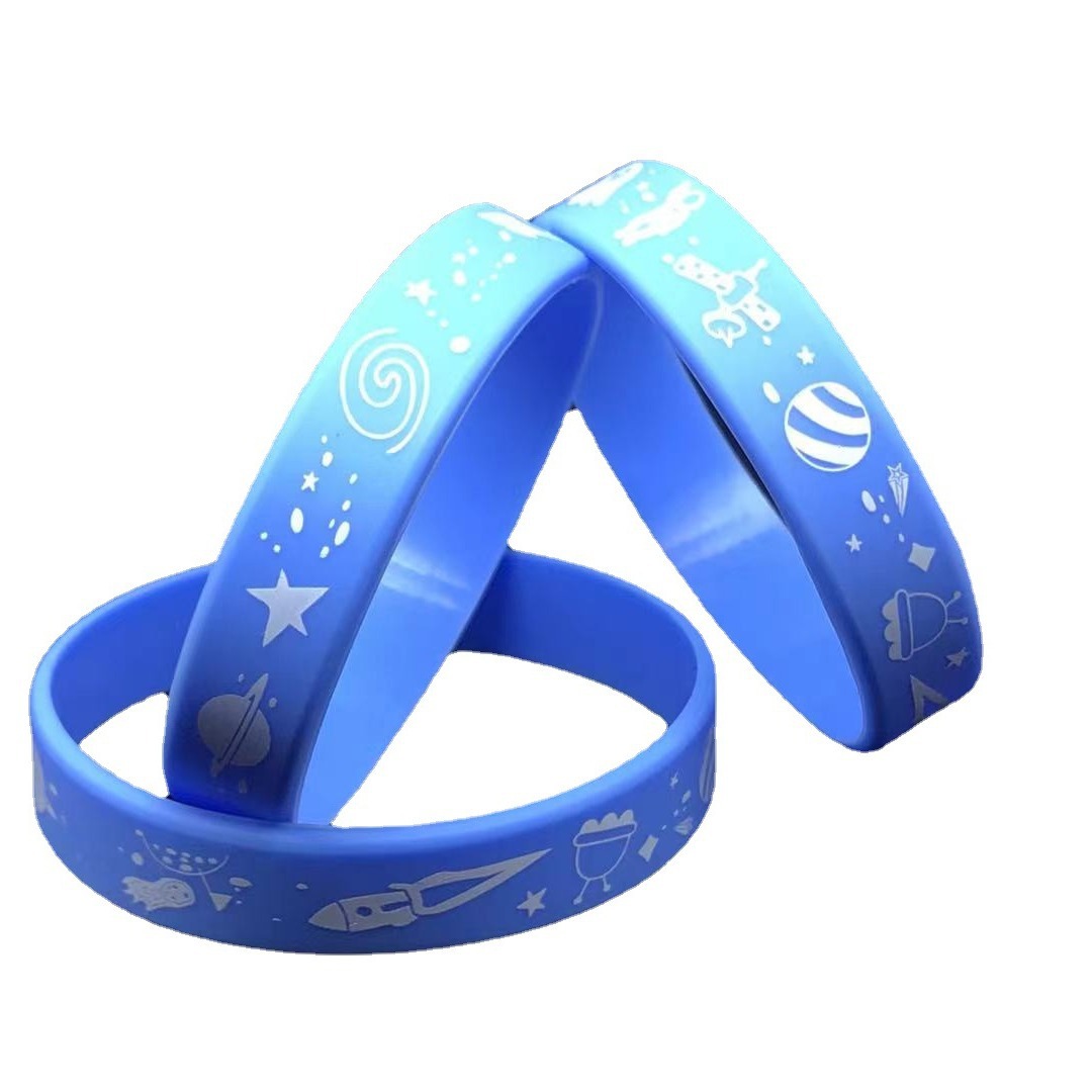 Factory supply silicone bracelet luminous bracelet Buddha bracelet wristband can be printed logo concave and convex lettering