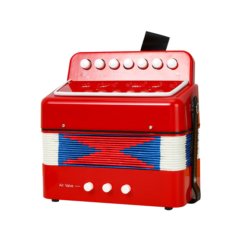 Cross-Border Mini 7-Key 2-Bass Children's Accordion Beginner Educational Performance Toy Instrument Christmas Gift