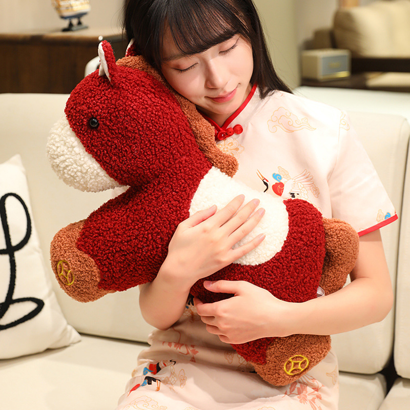 New Year Creative Chinese Style Ingot Pony Mascot Plush Pillow Doll Sofa Decoration Ornament Car Backrest