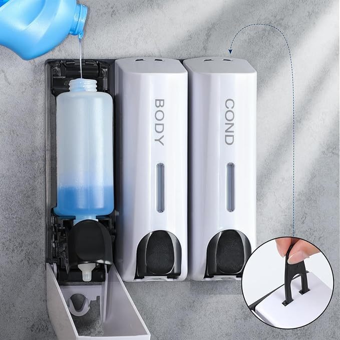 Double-Head Manual Soap Dispenser Bathroom Shower Wall-Mounted Shampoo Shower Gel Box Single-Head Hand Sanitizer Box Soap Bottle