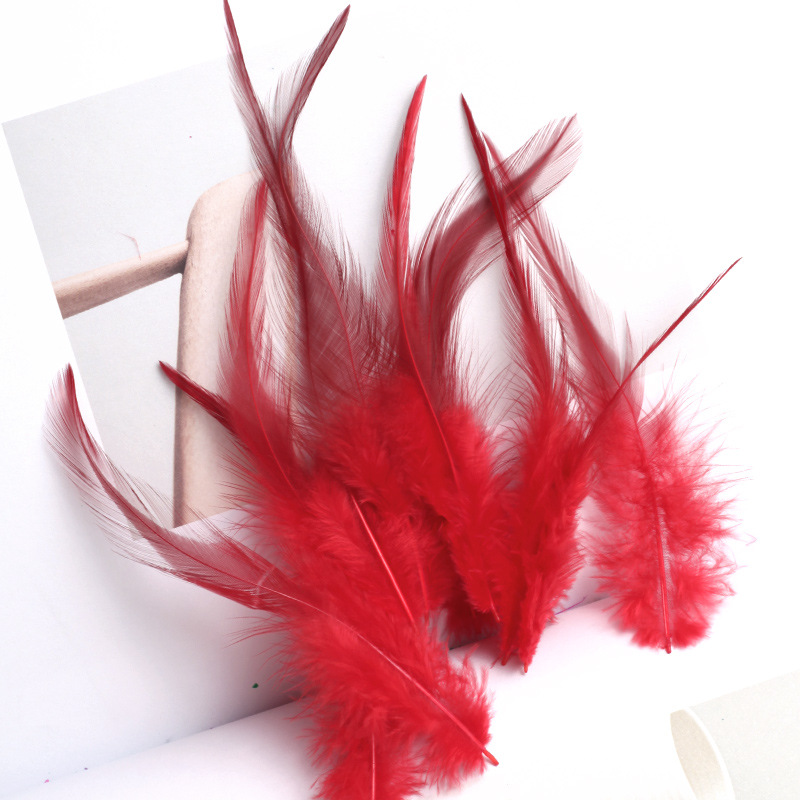 Factory wholesale funny cat stick feather diy cat toy color red pointed pheasant feather crafts jewelry decoration materials