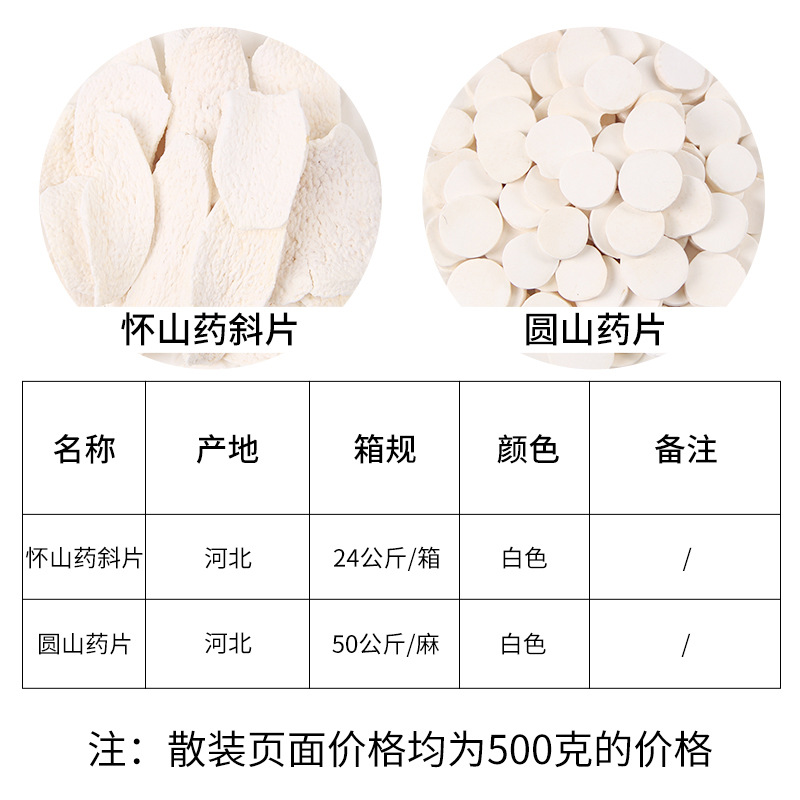 Haitai Raw Material Bulk Yam Tablets Huai Yam Dried Henan Huai Yam Tiegun Yam Wholesale 500g Medicine Food Homologous