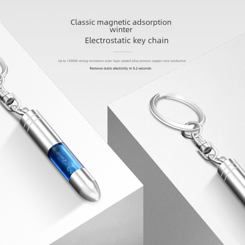 Car static eliminator bullet head human body static elimination Rod zinc alloy anti-static key chain pendant