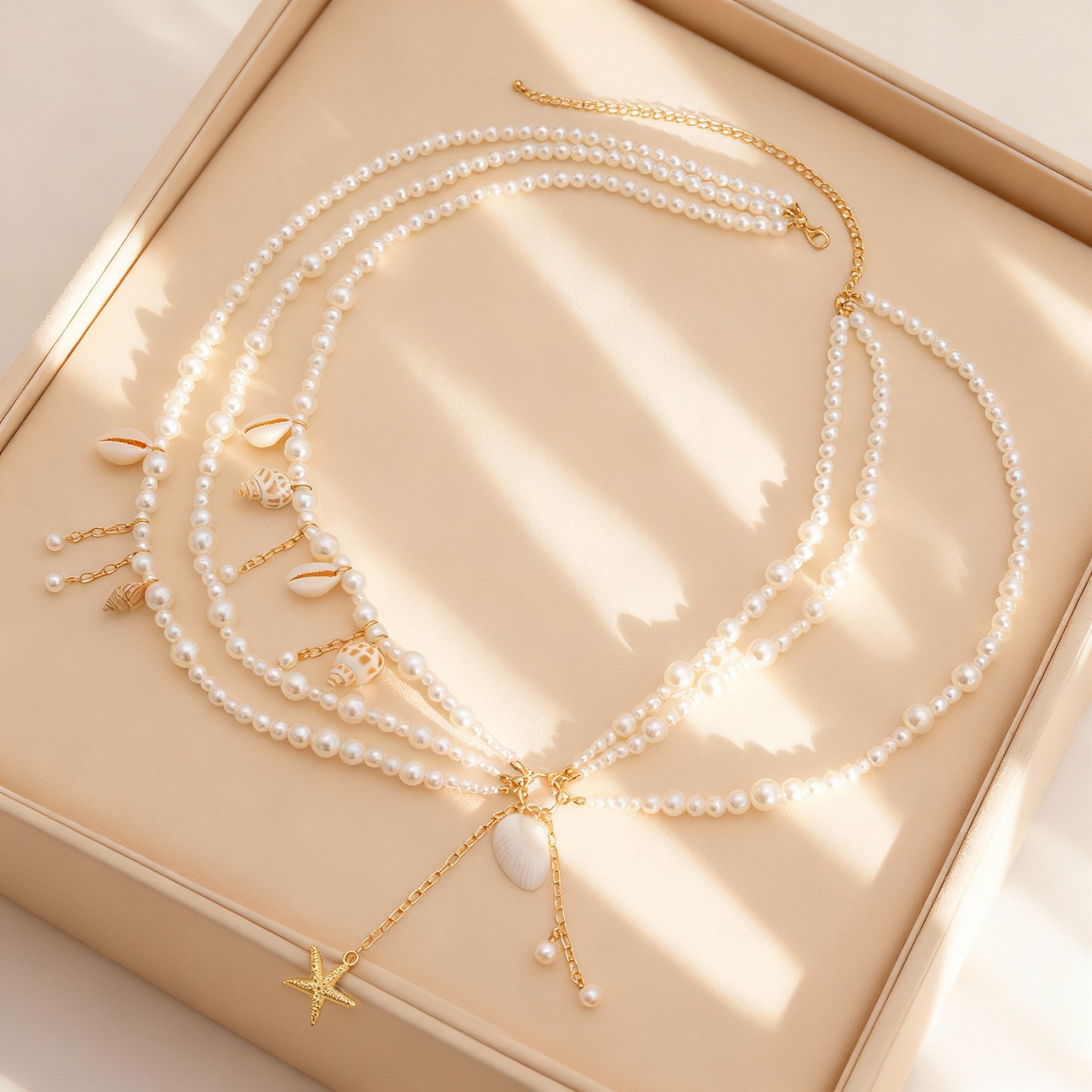 European and American Cross-Border Beach Vacation Conch Shell Pendant Waist Chain Female Sexy Bikini Pearl Scallop Body Chain