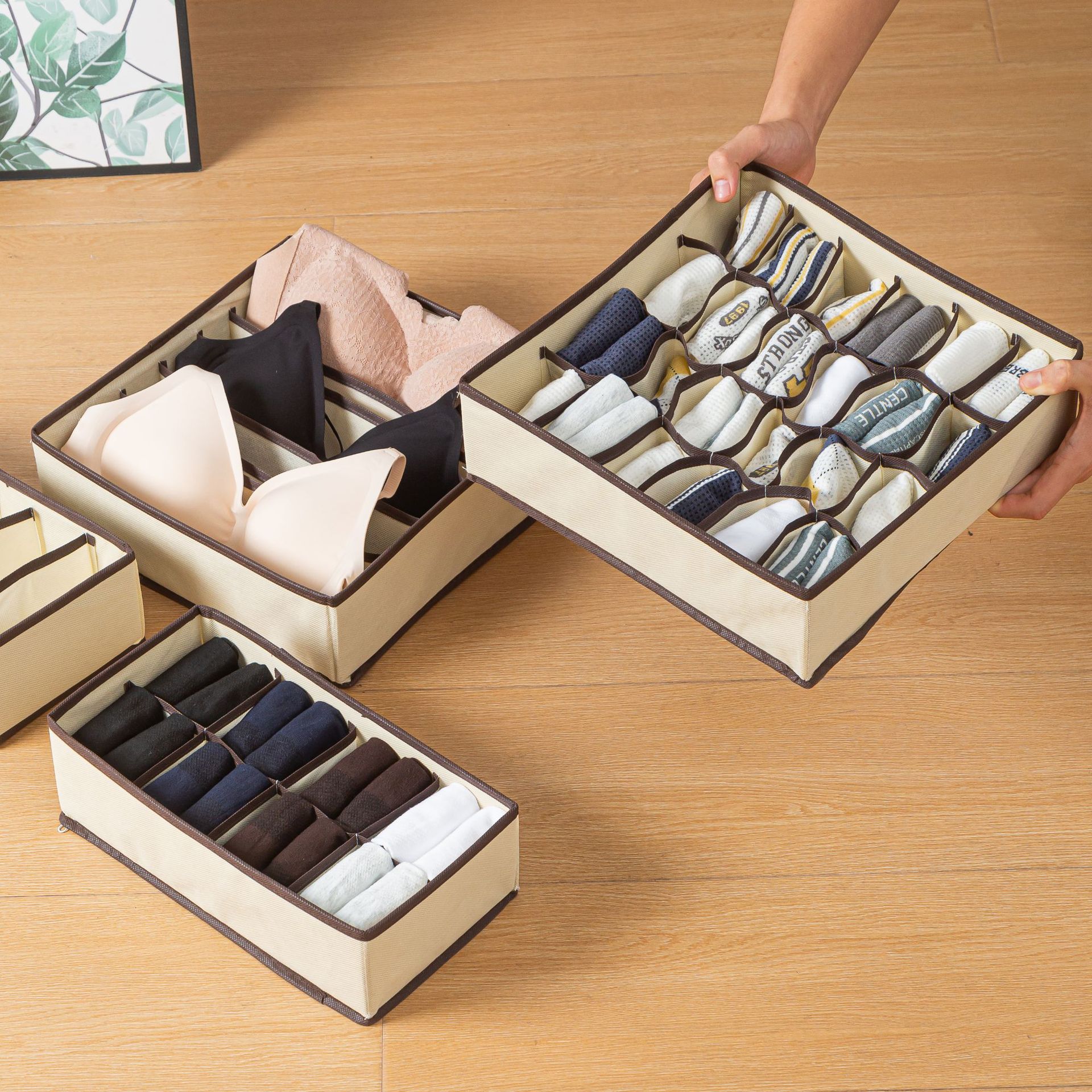 Новый 4-шт набор для хранения нижнего белья и носок, ящик, тканевый, с отделениями для нижнего белья, для шкафа