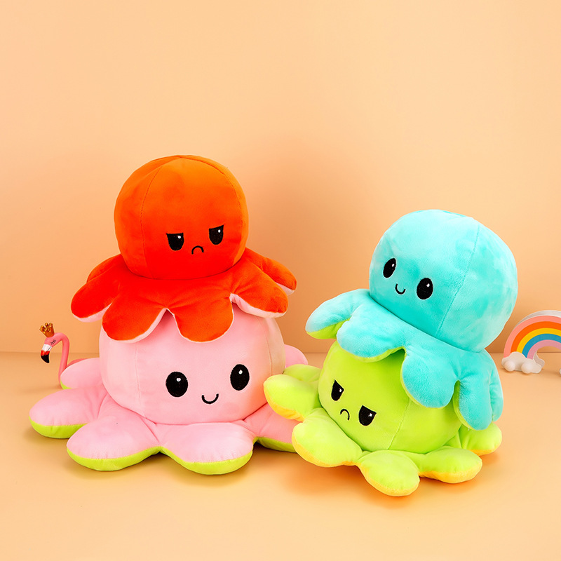 Cross-border reverse octopus plush toy cute creative double-sided octopus doll foreign trade double-sided octopus doll