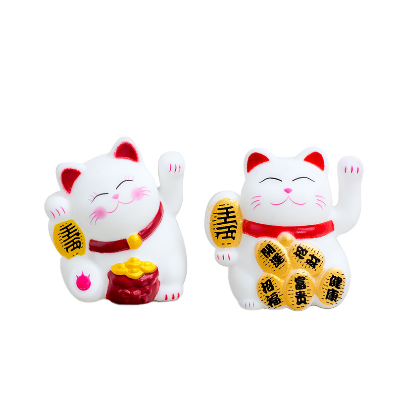 Green plant potted plant Office indoor mini car decoration opening decoration business booming five blessings fortune cat