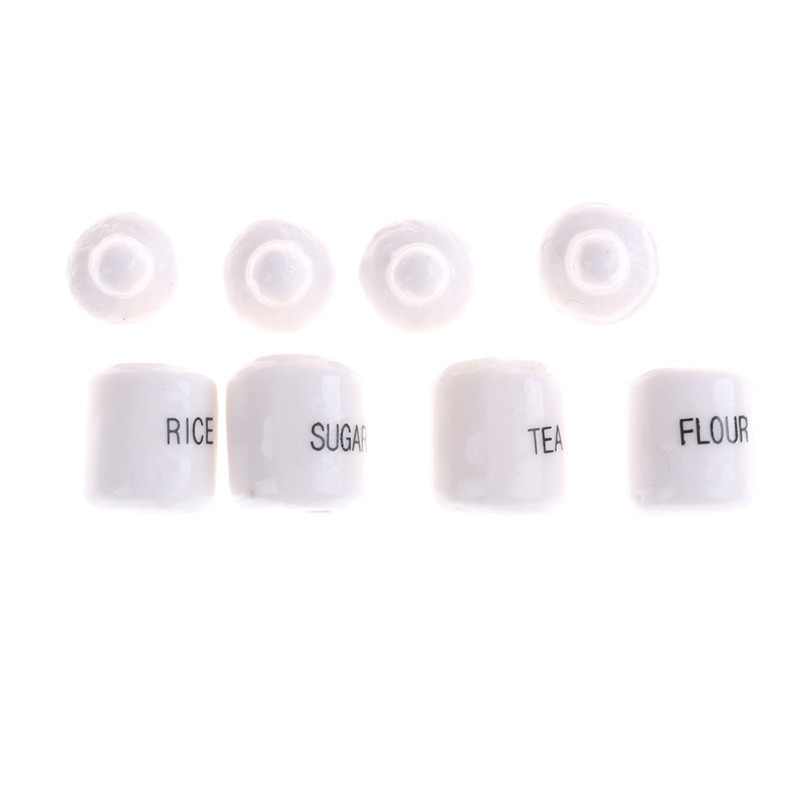 1:12dollhouse doll house simulation model white seasonings tank 4 sets of kitchen restaurant decoration