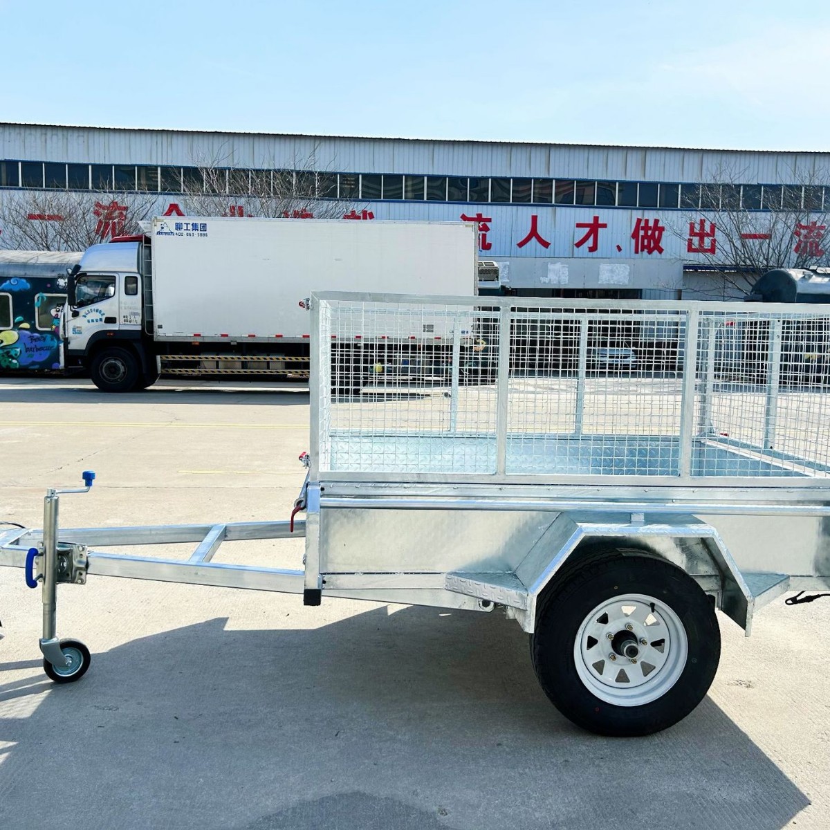 Cage-Type Trailer 7*5 Feet Atm750Kg Galvanized Mesh Tool Cart Export Specifications Made to Order Plated