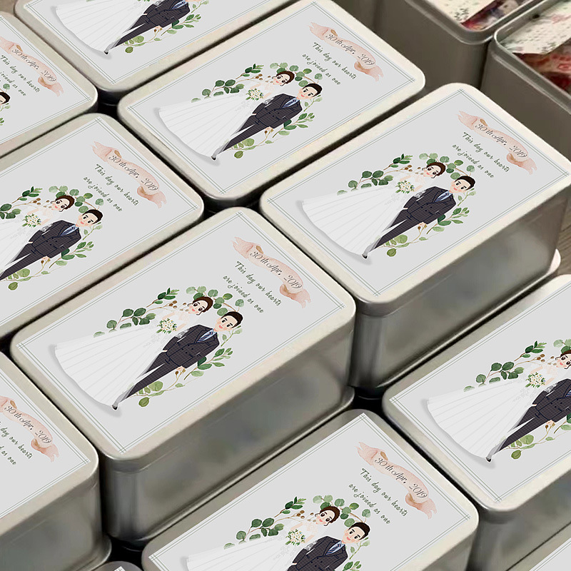 Квадратная жестяная банка для свадебных конфет, банка для чая, жестяная банка для косметики 100 г