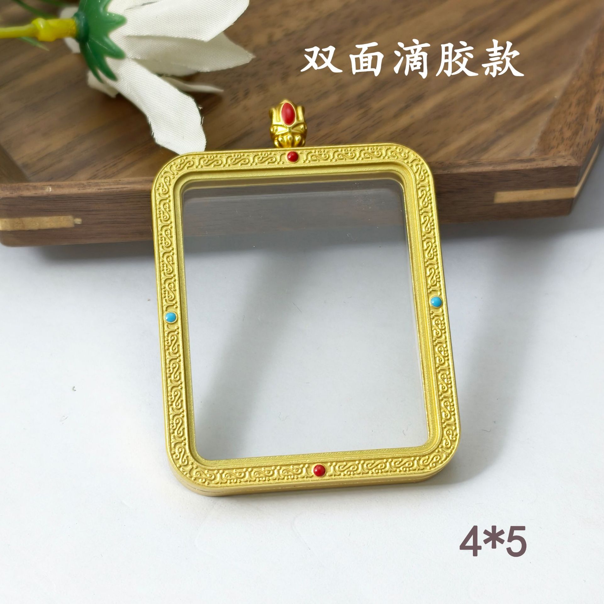 Transparent Double-Sided Thangka Gawu Box Pendant Wutai Mountain Thangka Double-Sided Thangka Replaceable Pattern Pendant Xizang Style Pendant