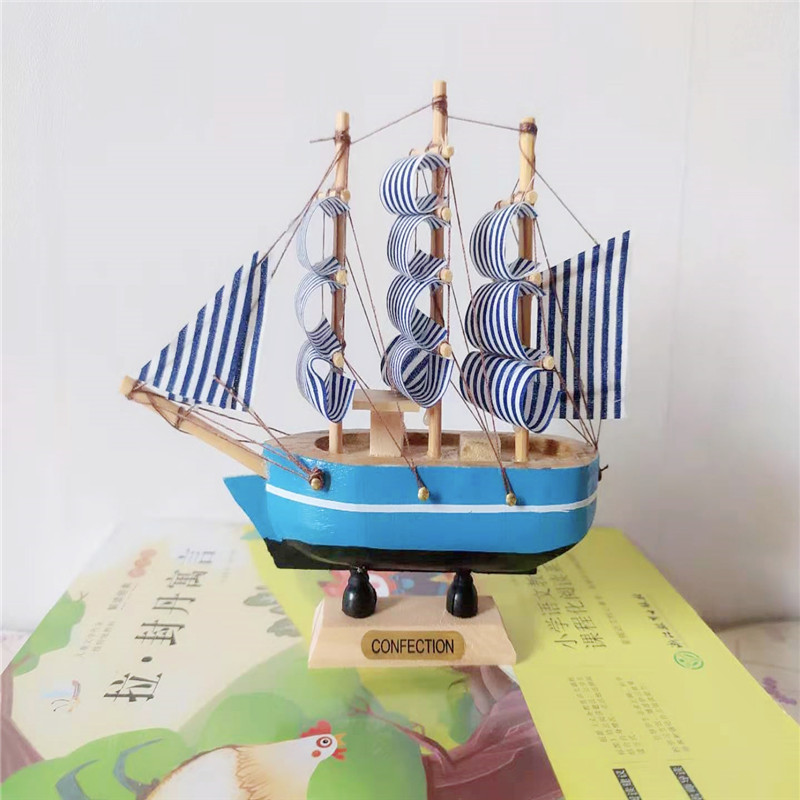 10-14cm factory wholesale Mediterranean style sailboat decoration wooden sailboat model baking supplies gift