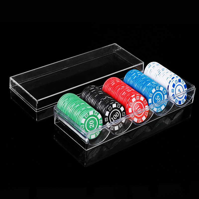 Manufacturer in stock chip box storage chip rack tray mahjong chips 100 pieces acrylic transparent chip box