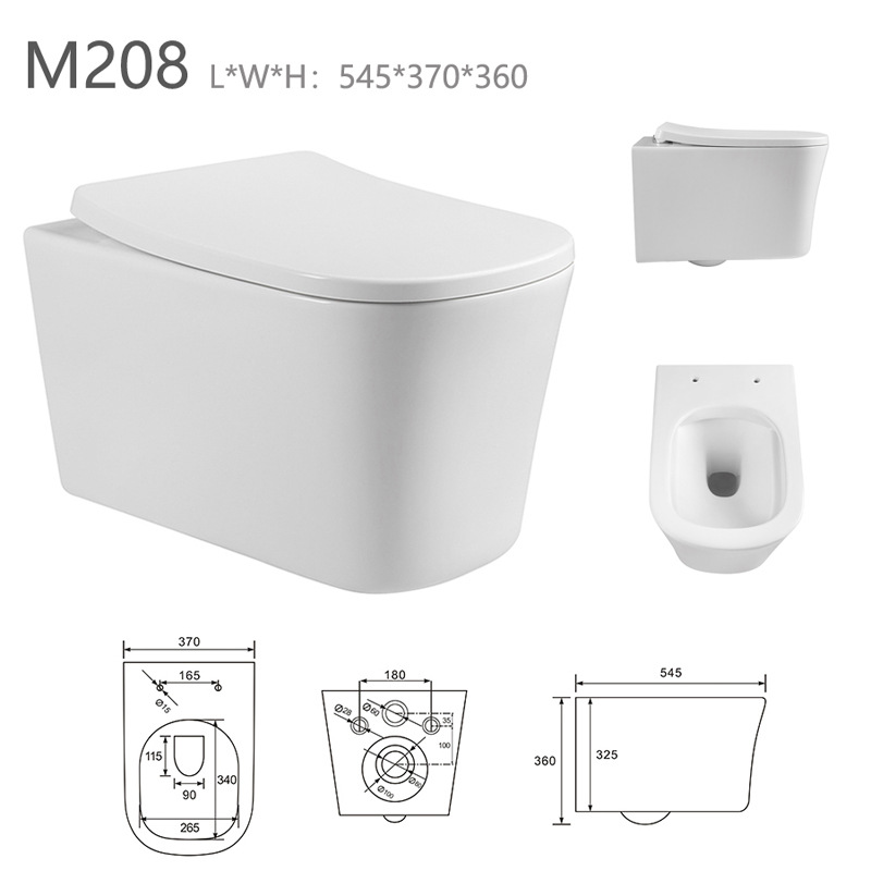 Factory Direct Sales Ceramic Toilet Standard Wall-Mounted Toilet Wall-Mounted Toilet American Wall-Mounted Toilet M207