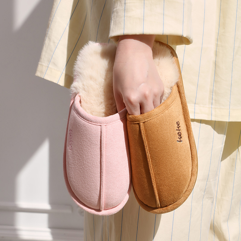 Зимние нескользящие пушистые тапочки для женщин, хлопковые тапочки с толстым теплым подъемом для домашнего использования оптом