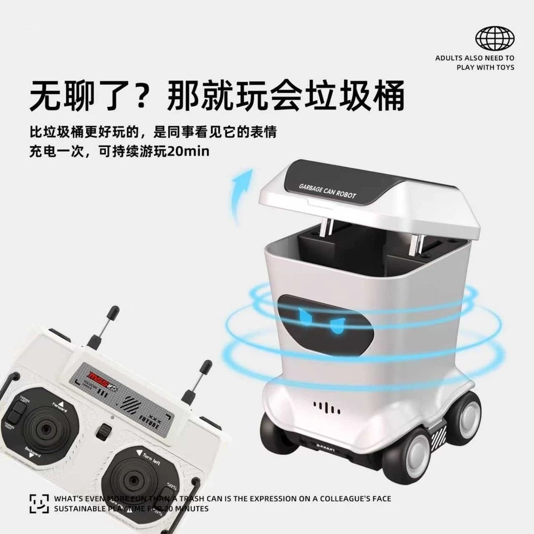 Desktop Series Remote Control Mini Trash Can Four-Wheel Drive Rotating Pocket Smart Robot Boy Toy Tiktok Hot Item
