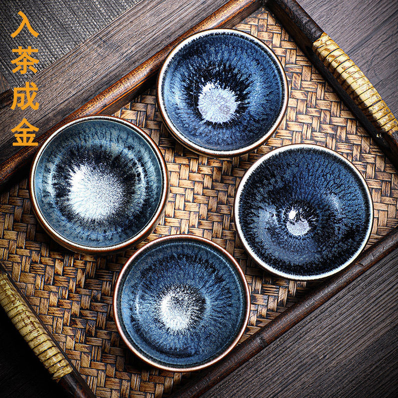 High-End Master Tea Cup, Large Chinese-Style Personal Tea Cup, Jian Kiln Master-Grade Kiln-Turned Ceramic Tea Set