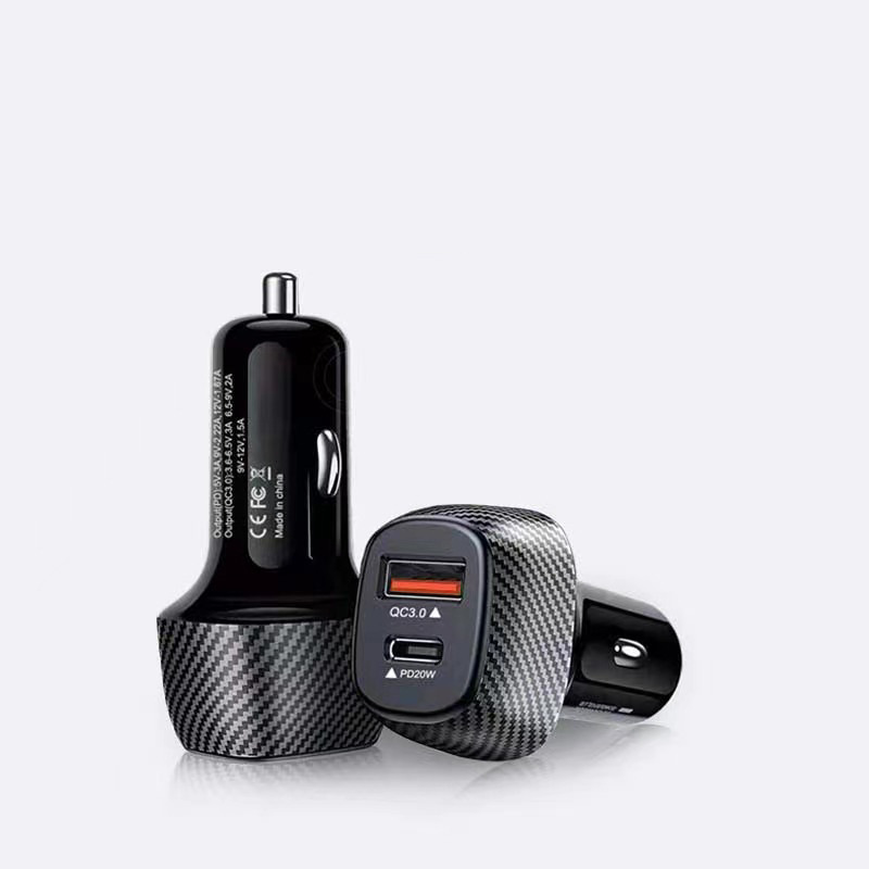Cross-Border Car Charger Small Steel Cannon Pd + Bowling + Smiley Face + Carbon Fiber 15W & 38W Dual Fast Charging
