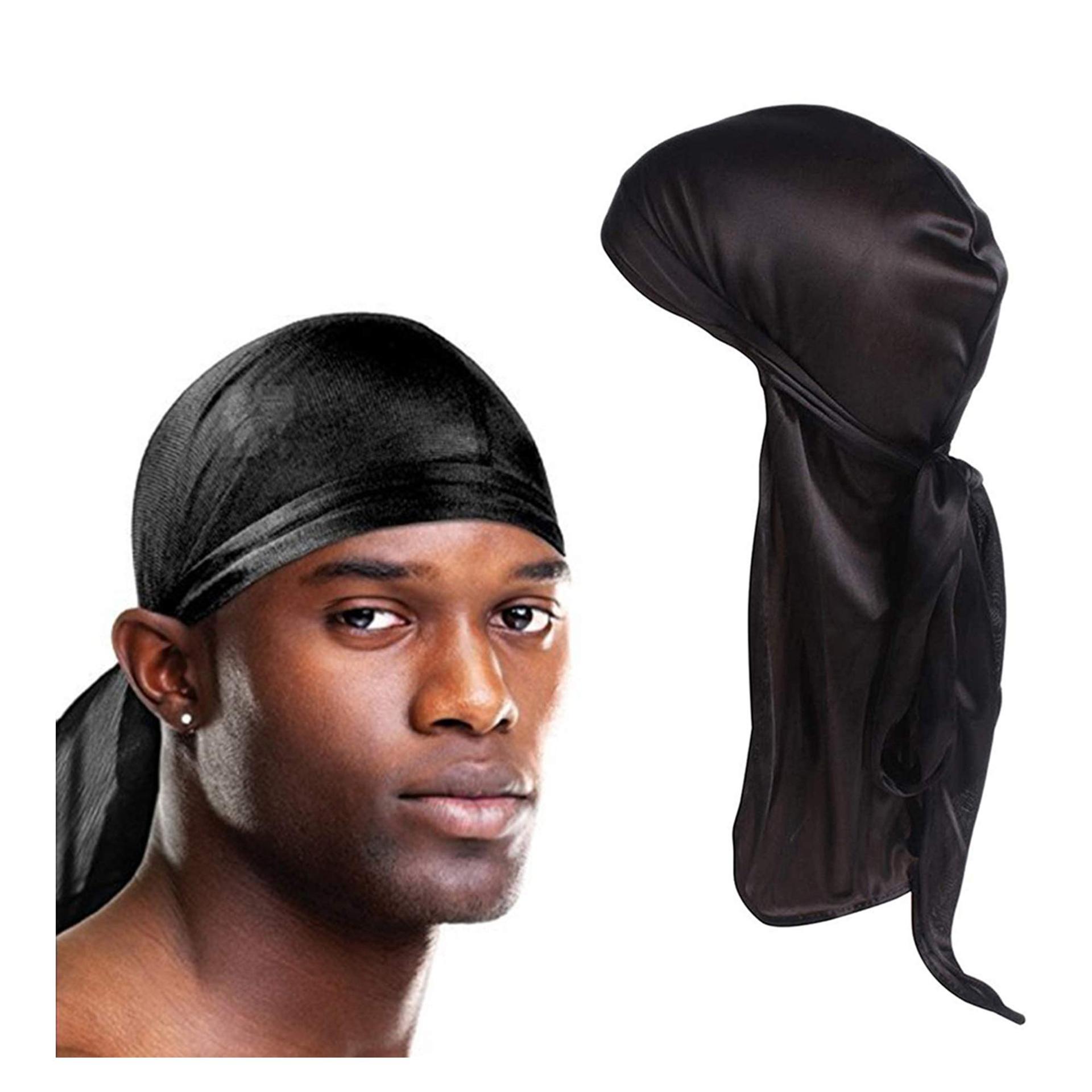 West Coast Headscarf for Men and Women, Satin Elastic Turban, Imitation Silk Long-Tailed Pirate Hat, Silky Durag