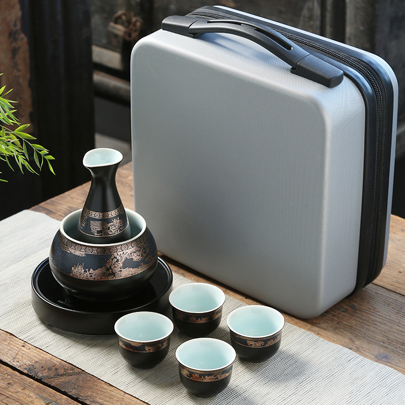 Ceramic Wine Boiler, Electric Ceramic Stove, Constant Temperature Pad, Wine Warmer Set, Yellow Wine Decanter Wholesale, Supports Dropshipping