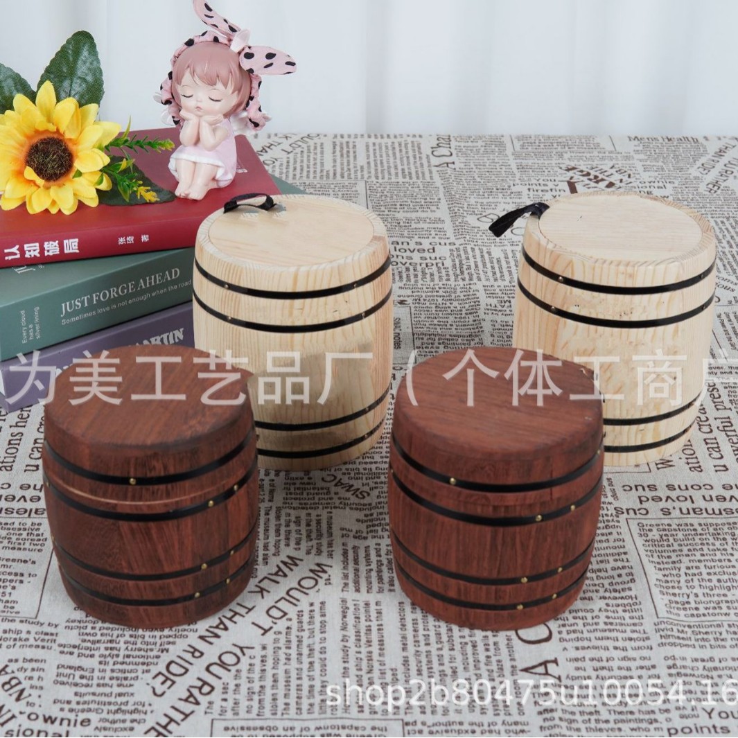 Винтажная деревянная бочка для кофе, деревянная бочка для хранения приправ, портативная бочка для упаковки чая