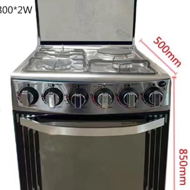 Oven with gas stove vertical one-piece oven 4 four stoves gas aerated oven 50X50 wide