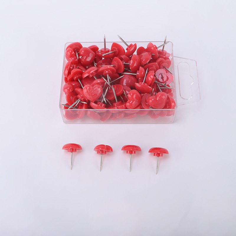 Wholesale New Peach Heart-shaped Plastic Thumbtacks Heart I-shaped Nails Pink Girly Heart DIY Cork Nails