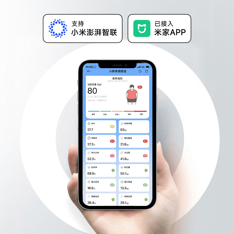 Body Weight Scale, Household Body Fat Scale, Accurate Digital Scale, Human Body Scale, Rechargeable Small Model, Has Been Connected to Mijia App