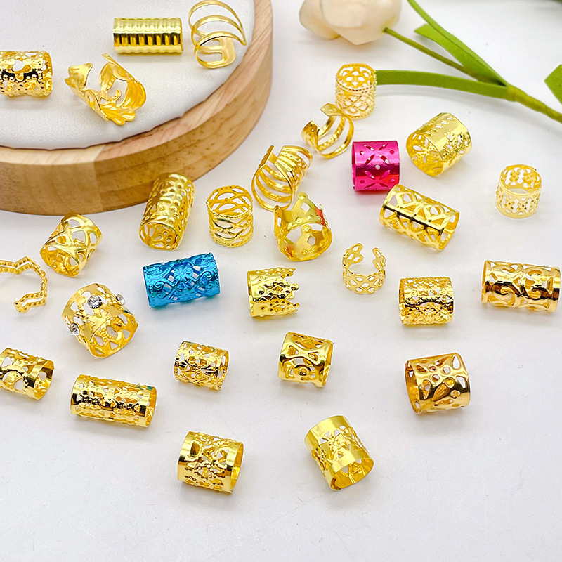 Hip-Hop Dirty Braid Jewelry Ring Hair Buckle African Wig Dirty Braid Hair Buckle Metal Cross Border DIY Dirty Braid Buckle