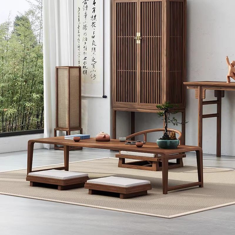 Japanese-Style Tatami Table Low Table Light Luxury Balcony Solid Wood Tea Table Zen Kung Fu Tea Table Small Coffee Table Desk Long