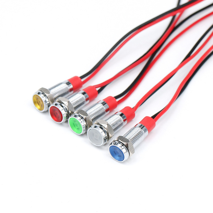 6mm with wire metal signal light LED equipment working power indicator light 3v5v6v12V24v Red Green Blue yellow White